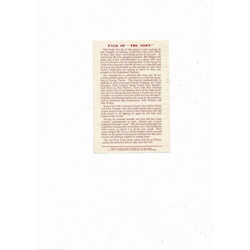 1957/58 Bexleyheath & Welling v Canterbury Kent League Football Programme