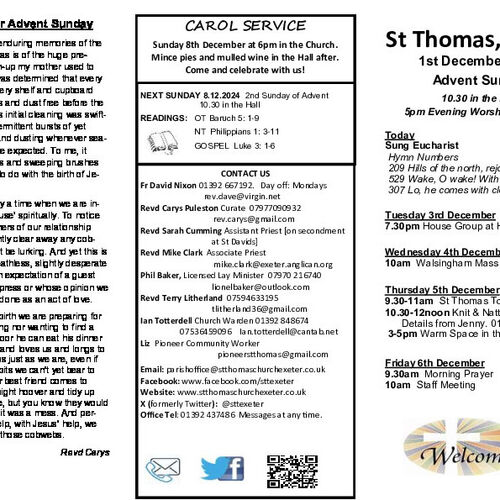 Pew Sheet | The Parish of St Thomas, Exeter