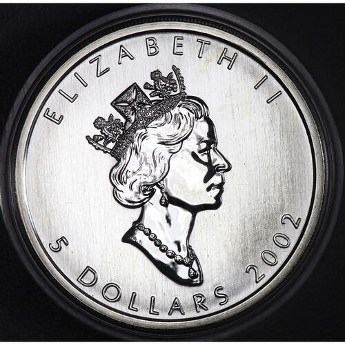 2002 one ounce coloured silver Maple leaf coin