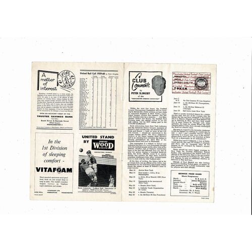1959/60 Manchester United v Sheffield Wednesday FA Cup Football Programme + Press Cuttings