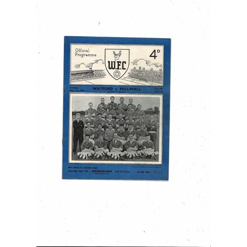 1953/54 Watford v Millwall Football Programme