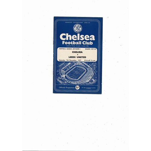1957/58 Chelsea v Leeds United Football Programme