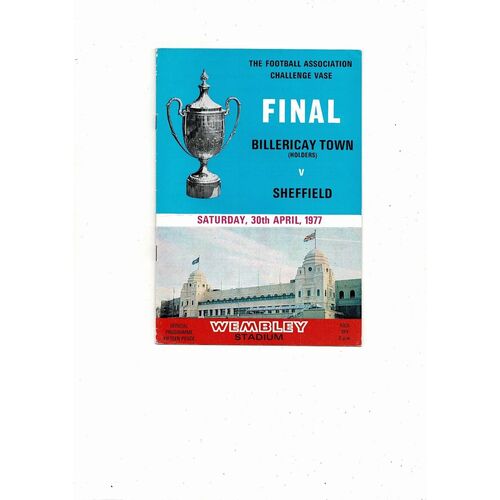 1977 Billericay Town v Sheffield FC FA Vase Final Football Programme