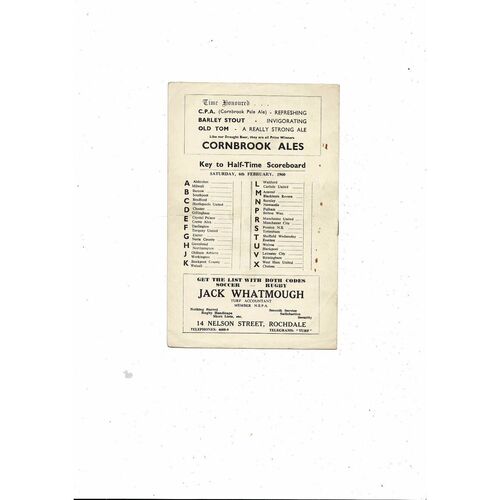 1959/60 Rochdale v Doncaster Rovers Football Programme