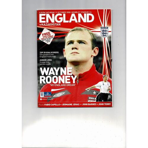 2008 England v Kazakhstan Football Programme
