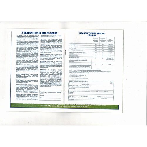 1994/95 Chelsea v Real Zaragoza European Cup Winners Cup Semi Final Programme