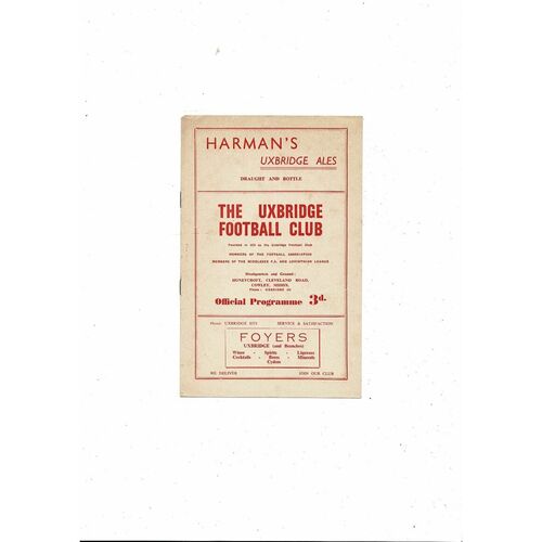 1955/56 Uxbridge v Maidstone Football Programme