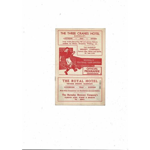 1957/58 Barnsley v Huddersfield Town Football Programme