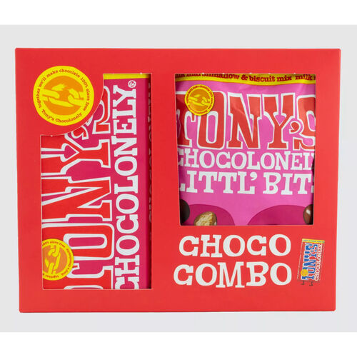 Tony’s Chocolonely Combo - Littl' Bits Biscuit & Marshmallow Bites & Milk Chocolate, Biscuit & Caramel Bar 280g