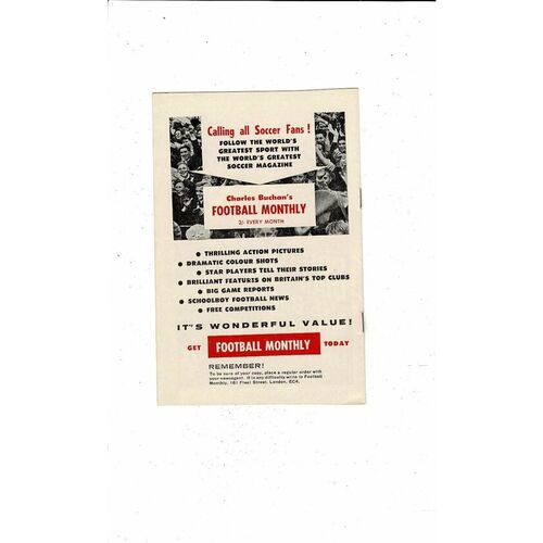 1963 England v Rest of the UK Youth International Football Programme