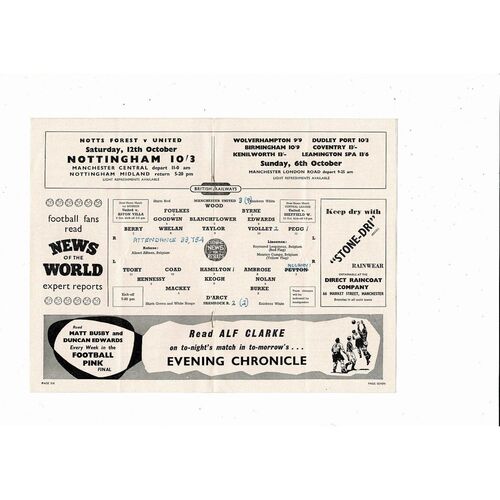 Manchester United v Shamrock Rovers European Cup Football Programme 1957/58