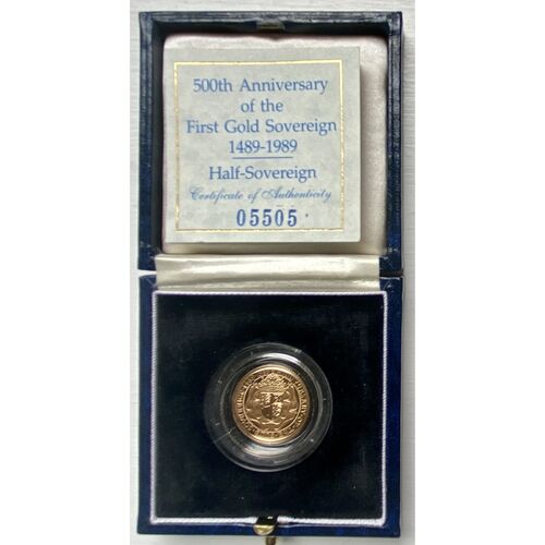 1989 QE11 proof half gold sovereign