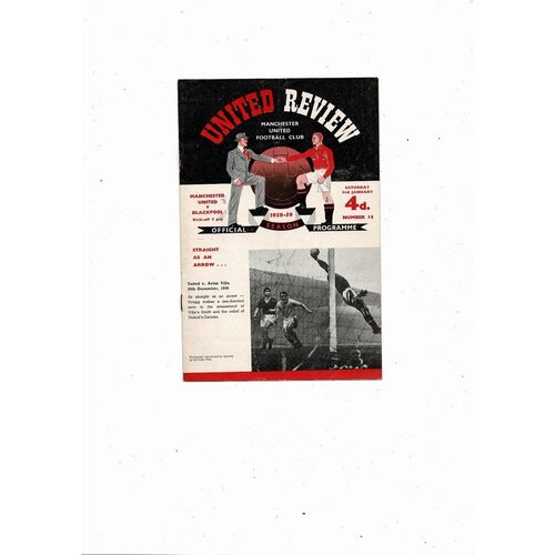 1958/59 Manchester United v Blackpool Football Programme