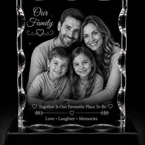 Family 3D Crystal Gifts  | 3d Crystal Shop | 3d crystal glass engraving | Personalised 3d engraving  | 3d crystal photo