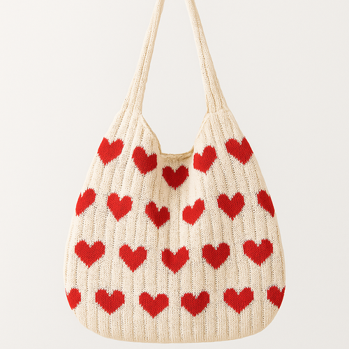 Lovely Heart Knit Crossbody Bag