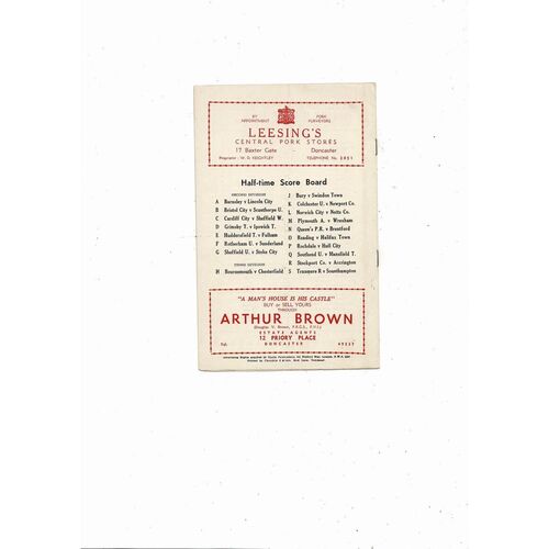 1958/59 Doncaster Rovers v Bradford City Football Programme