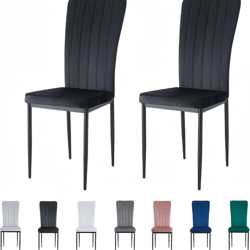 mcc direct Dining Chairs, Velvet High Back Kitchen Chairs with Upholstered Soft Seat and Metal Legs for Home, Office, Dining and Reception - Elle