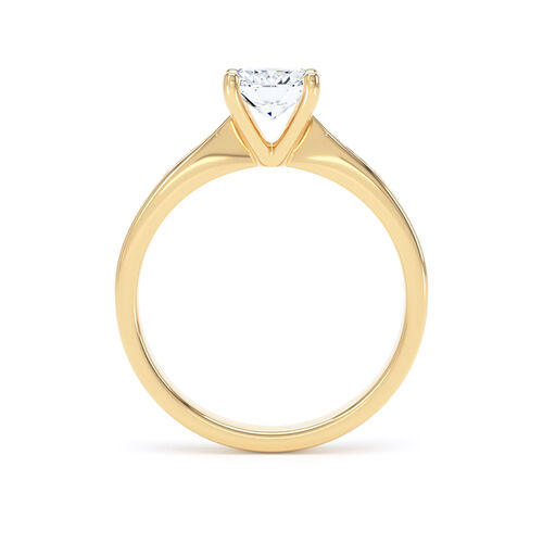 Cushion cut solitaire with diamond set shoulders