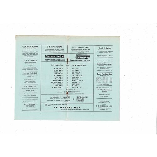 1968/69 Sandbach Ramblers v New Brighton Cheshire League Football Programme