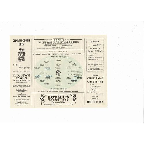 1951/52 Charlton Athletic v Tottenham Hotspur Football Programme