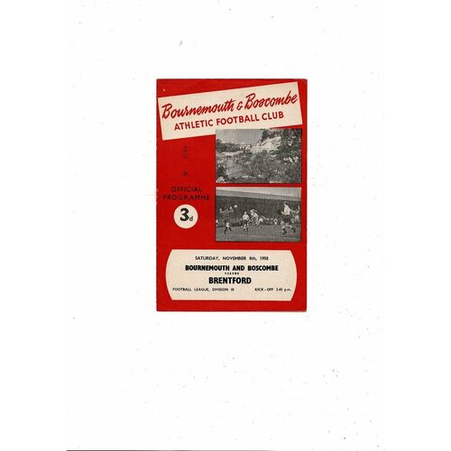1958/59 Bournemouth v Brentford Football Programme