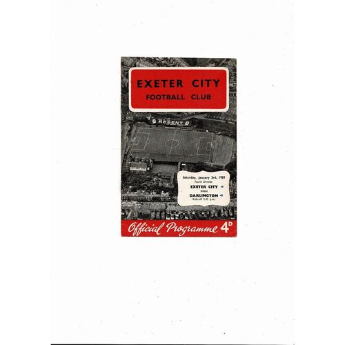 1958/59 Exeter City v Darlington Football Programme