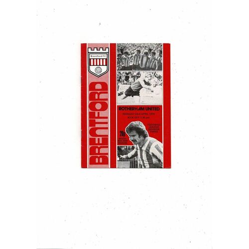 1978/79 Brentford v Rotherham United Football Programme