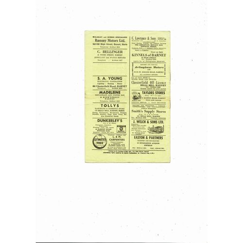 Barnet v Enfield FA Cup 2nd Round Replay Football Programme 1964/65