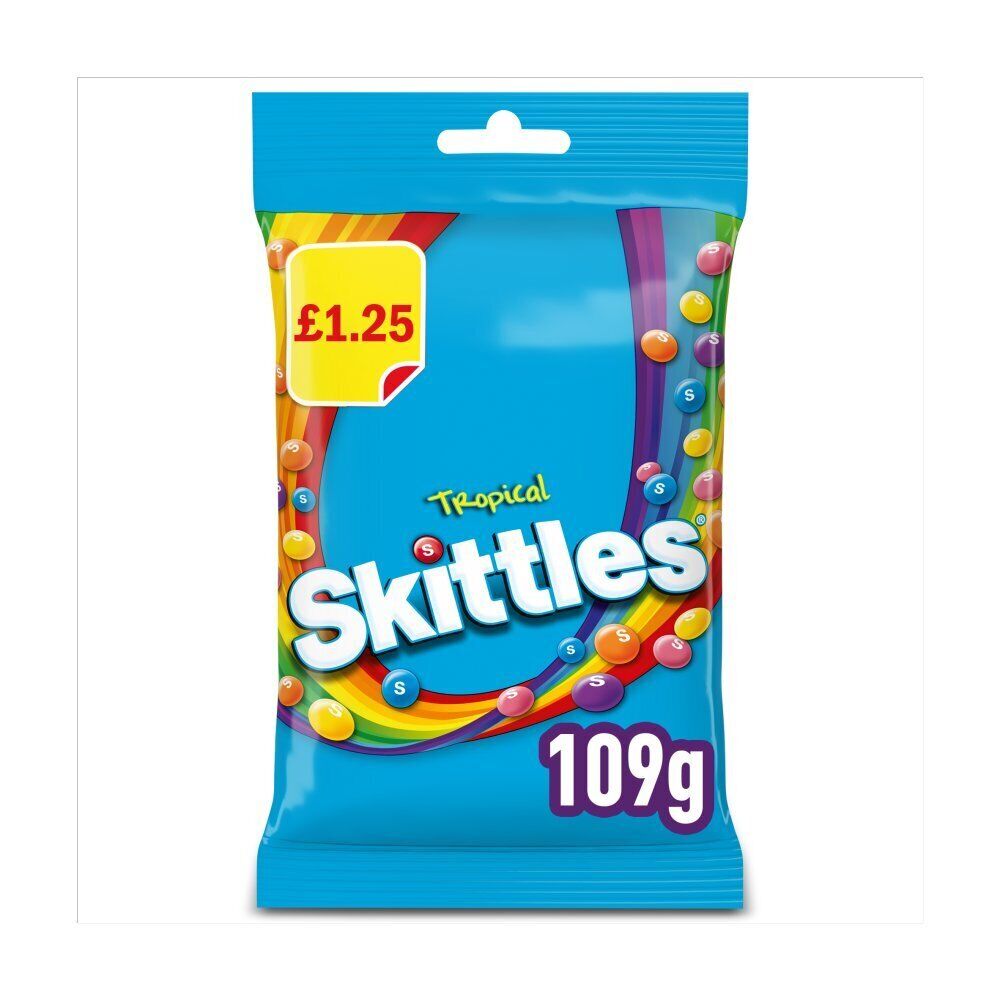 Skittles Vegan Chewy Sweets Tropical Fruit Flavoured Bag
