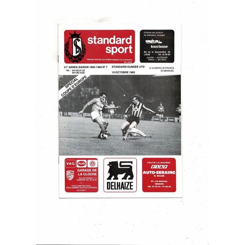 Standard Liege v Dundee United European Cup Football Programme 1983/84