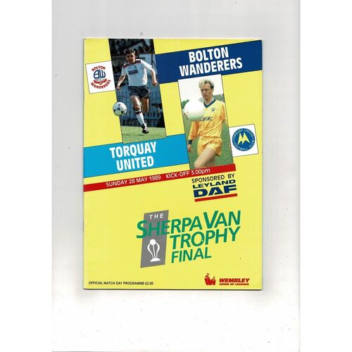 1989 Bolton Wanderers v Torquay United Sherpa Van Trophy Final Football Programme