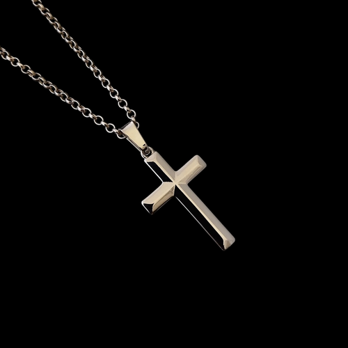 Sterling silver bevelled cross pendant
