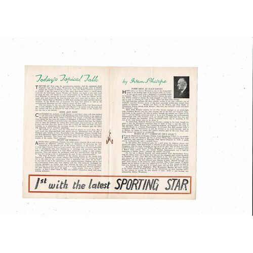 1954/55 Wolves v Bolton Wanderers Football Programme