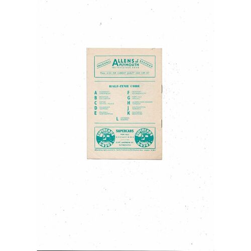 1957/58 Plymouth Argyle v Coventry City Football Programme