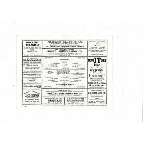 1963/64 Brentford v Peterborough United Football Programme