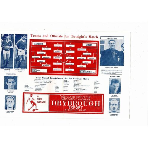 1965 Scotland v Wales Football Programme