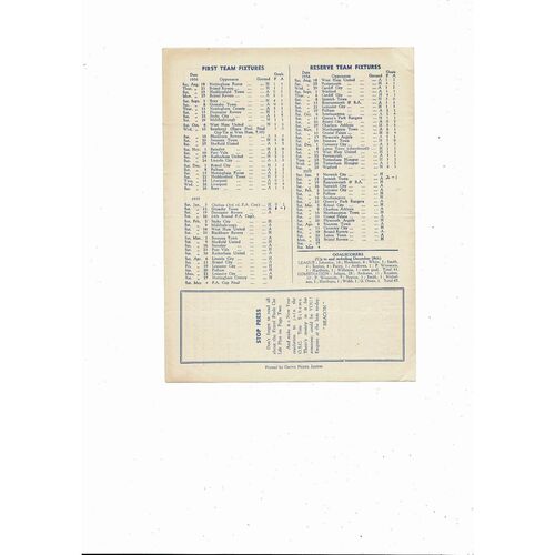 1956/57 Leyton Orient v Grimsby Town Football Programme