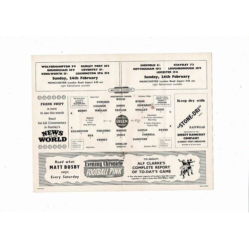 1956/57 Manchester United v Everton FA Cup Football Programme