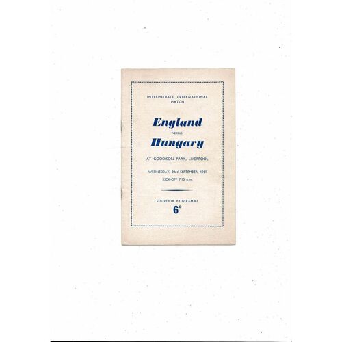 1959 England v Hungary U23 International Football Programme @ Everton