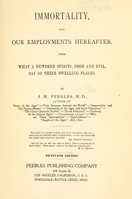 1907 | Immortality and Our Employments Hereafter