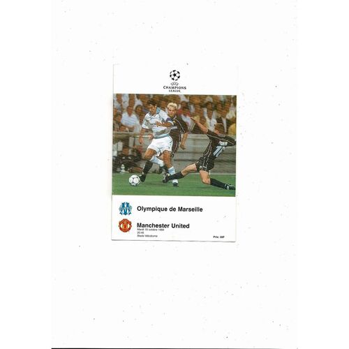 Olympique Marseille v Manchester United Champions League Football Programme 1999/00