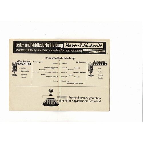 1960/61 Hamburg v Barcelona European Cup Semi Final Football Programme