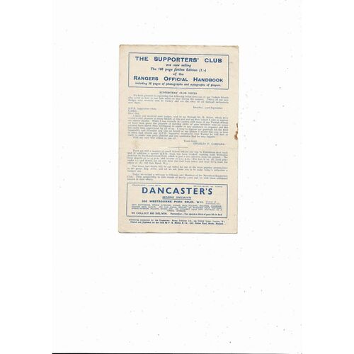 1948/49 Queens Park Rangers v Brentford Football Programme