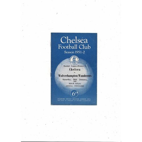 1951/52 Chelsea v Wolves Football Programme