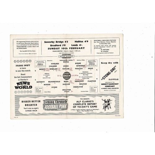 1956/57 Manchester United v Arsenal Football Programme