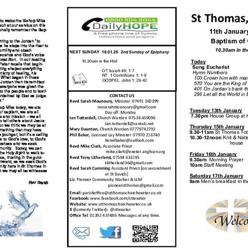 Pew Sheet | The Parish of St Thomas, Exeter