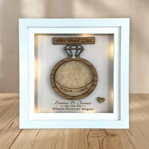 She Said Yes – Personalised Light Up Coordinates Frame