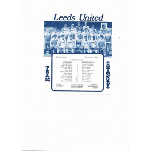 Leeds United v Bolton Wanderers Central League Football Programme 1981/82