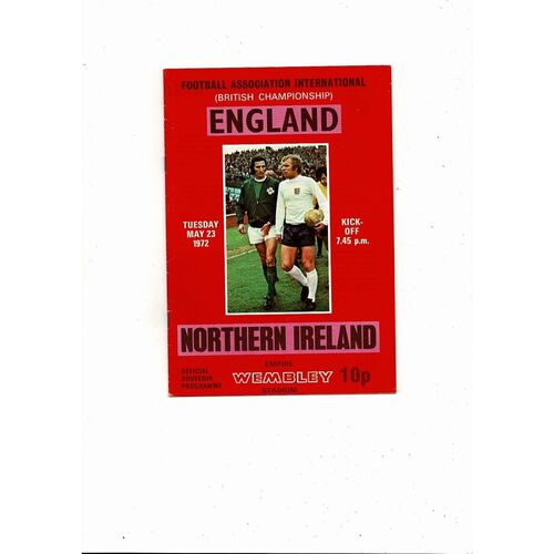1972 England v Northern Ireland Football Programme