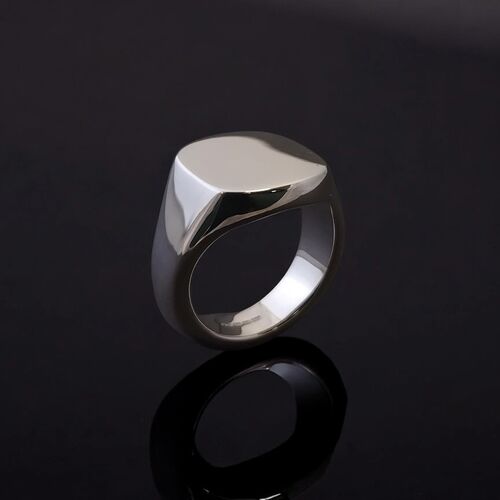 Cushion shape silver signet ring